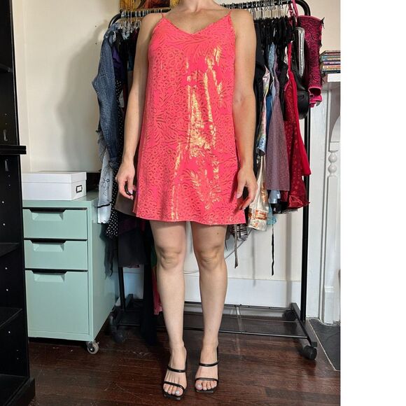 LILLY PULITZER Lela Silk Dress Coral Reef Pineapple Clip Chiffon Size Small - Picture 1 of 5